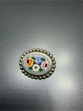 Vintage Floral Micro Mosaic Brooch #2MO